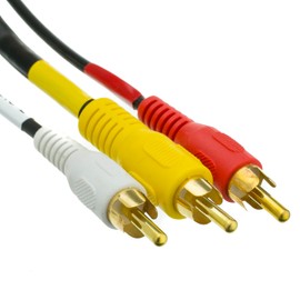 Stereo/VCR RCA Cable, 2 RCA (Audio) + RCA RG59 Video, Gold-Plated Connectors, 6 Foot