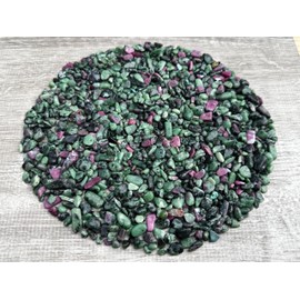 GAF TREASURES Wholesale Natural Semi Tumbled Ruby Zoisite Gemstone Chips, Crushed Mini Crystals, Undrilled Crystal Chips (Ruby Zoisite, 0.25 Pound)