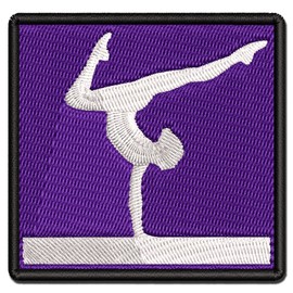 Balance Beam Artistic Gymnastics Multi-Color Embroidered Iron-On Patch Applique - Small 2.5 Inch