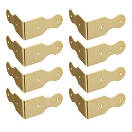 Tiazza 8 Pieces Pure Brass Box Corner Protectors Corner Braces Hardware Desk Edge Right Angle Guards Wooden Jewellery Box Picture Frame Accessories (Brass)