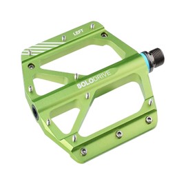 SOLODRIVE Mountain Bike Pedals, Non-Slip Flat Pedals Aluminum Pedals, 9/16" Sealed Bearing, Lightweight and Wide Bicycle Pedals for All Mountain, Enduro, Downhill (Green)
