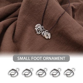 Create idea 100Pcs Feet Footprint Charms Baby Feet Footprint Pendants Vintage Metal Footprint Charms Pendant Decorative Accessories for DIY Jewelry Making Silver