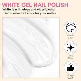 Makartt Gel Nail Polish Set - 2Pcs White Gel Nail Polish 15ML UV gel nail polish Soak Off Pure Colors Shellac Nail Polish for Manicure Salon DIY Nail Art Design Decoration Home