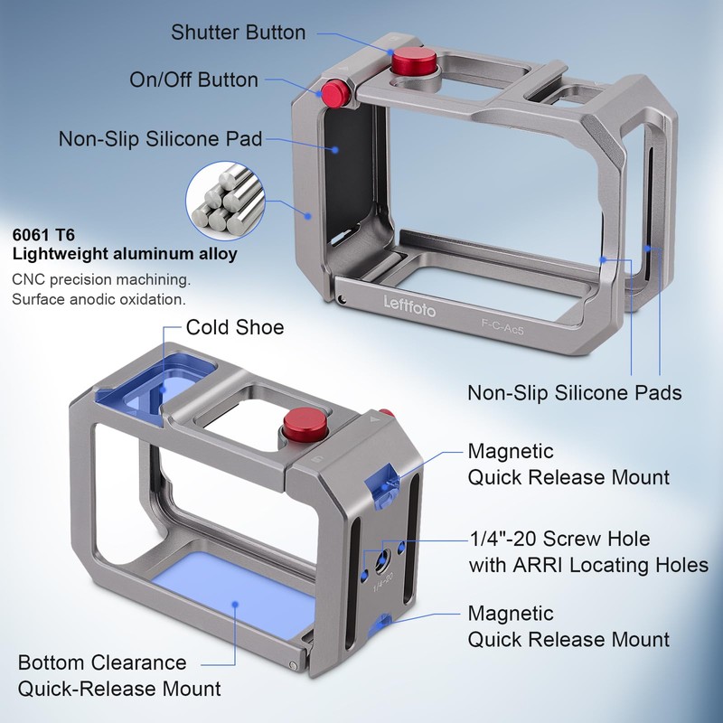 Leftfoto Ultra Light Metal Cage for DJI Osmo Action 5