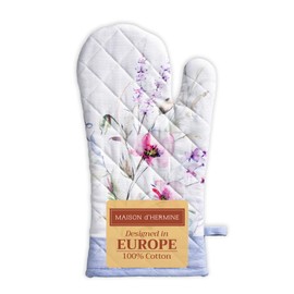 Maison d'Hermine Oven Gloves 100% Cotton Oven Mitt 7 Inch x 13 Inch with Loop Heat Resistant, BBQ, Cooking, Baking, Grilling, Microwave, Barbeque - Easter Decorations Spring/Summer (Summer Floral)