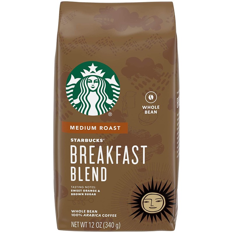 Starbucks Breakfast Blend Coffee (Medium), Whole Bean, 12-Ounce Bags (Pack