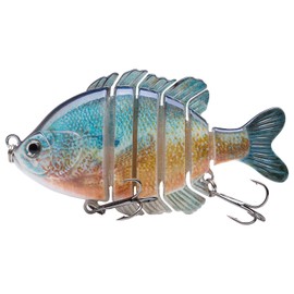 BASSDASH SwimPanfish Multi Jointed Panfish Bluegill Swimbaits Topwater Hard Bass Fishing Crank Lure 3.5in/0.85oz (Redbreast Sunfish)