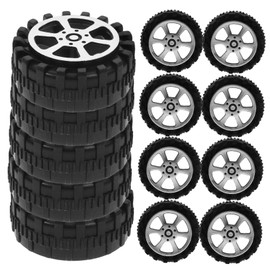 Garneck Pack of 30 Miniature Tyres for Toy Cars - Rubber Tyres with Axle for Truck Models and RC Vehicles - Ideal for DIY Craft Projects and Model Making - Diameter 42 mm