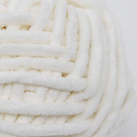 NICEEC 3 Skeins Sparkling Chenille Yarn Soft Yarn for Crochet Knitting Blanket Yarn DIY Craft Yarn for Blanket-Total Length 3×50m(3×55yds,100g×3) -White