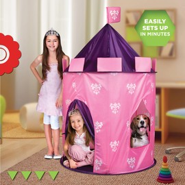 Discovery Kids Princess Castle Hideaway Tent, Pretend Imagination Play Set for Indoor/Outdoor Use, Quick & Easy Setup, Includes Carrying Case for Storage, 4.5’ Tall x 3’ Wide, Fun Toy for Ages 4+