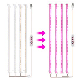 Namolit LED Plant Grow Light Strips 8W 168LED 82.6lm Bright Grow Lamp with 8H/12H/16H Timer 5 Dimmable Brightness Growth Light for Green House Hydroponics Succulent 4 Bars Pink Light 4 Bars