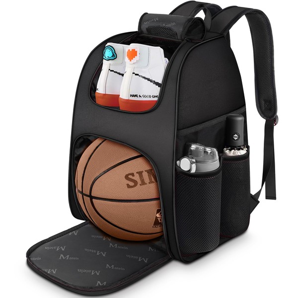 MATEIN Basketball Bag, Durable Soccer Bag with Ball Holder & Shoe Compartment, Large Basketball Backpack for Training Equipment, Water Resistant Sports Ball Bags Fits Volleyball Football, Colorful