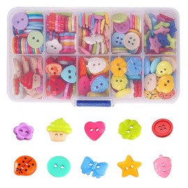 240Pcs Cartoon Colorful Children Buttons Cute Beautiful 2 Holes Sewing Buttons Colours Baby Assorted Buttons for Sewing Resin Buttom Kit Crafting Clothes