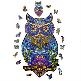 ACROPAQ - Wooden Owl Puzzle A4 150 Pieces, 210 x 297 mm - Wooden Puzzle, Puzzle for Adults, Wooden Puzzle Adults, Adult Puzzle