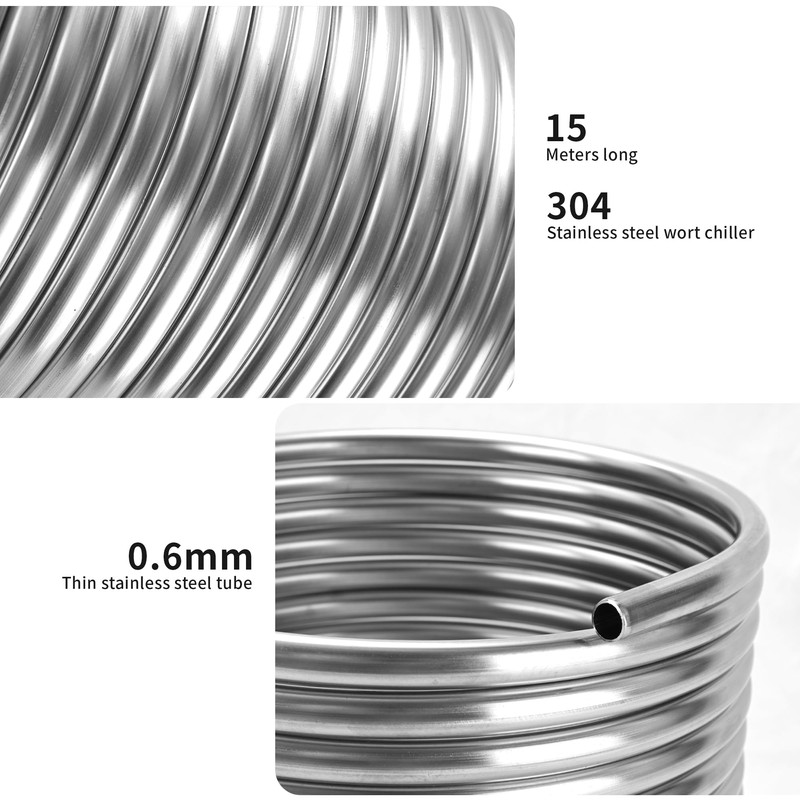 BACOENG 1/2" x 50Ft 304 Wort Chiller, Stainless Steel Tubing