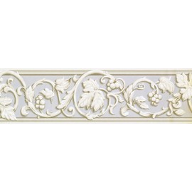 Concord Wallcoverings Wallpaper Border Vintage Pattern Grapes Swirls for Bedroom Living Room, Beige Cream, 15 Feet by 7 Inches NP1914B