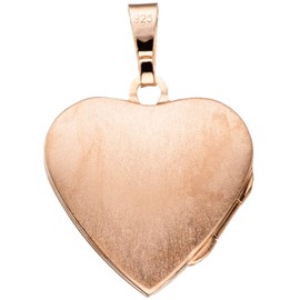 Jobo Women's Heart Locket 925 Silver Rose Gold Plated for Opening for 2 Photos, Silver