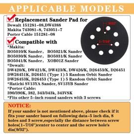 COMVASTARS 5 Inch 2 Pieces Sanding Pad Replacement Pad, 8 Hole Sanding Disc, Random Orbital Sander as Replacement Part Backing Plate Velcro Pad for Makita BO5031, M9204, BO5021, BO5041743081-8 for