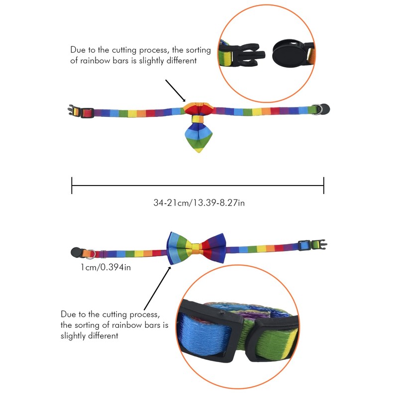 Blingbling Warmth Pet Collar Bow Tie & Tie, Comfortable Rainbow