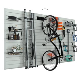 RELIANCER PVC Slat Wall Panels,4ft by 8ft (32 sqft) Garage Wall Organizer Storage System,Interlocking Slatwall Paneling Sheets,Workshop Slatwall Shelves Tools Organization,Wall Mounted Storage Rack