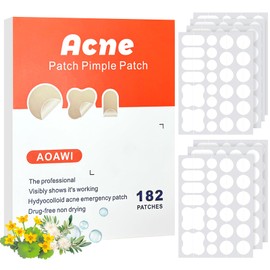 AOAWI Acne hydrocolloid Patches, 4 sizes and 3 shapes with 182pcs, The innovative size L suitable face, body, nose, Pimple, Acne blemishes, with Salicylic Acid, Tea Tree Oil, Centella Asiatica