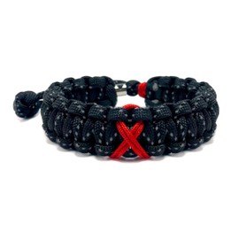 LAMIBEE Red Awareness Bracelet For Stroke, Heart Disease, Substance Abuse, HIV, AIDS, DUI Awareness, Bracelet For A Cause, Paracord Survival Bracelet, Awareness Ribbon Bracelets For Men Women (Red)