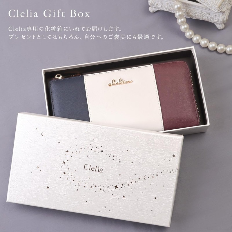 Cleria CL-17010 Women's Long Wallet, Thin Pocket, L-Shaped Zipper, Tricolor