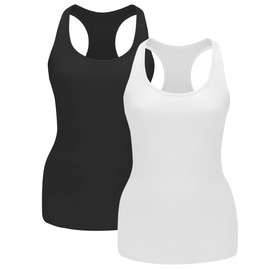 EUYZOU Women’s 2PK Tummy Control Shapewear Tank Tops - Seamless Compression Racerback Vest Body shaper Tank Top - Black/White XL