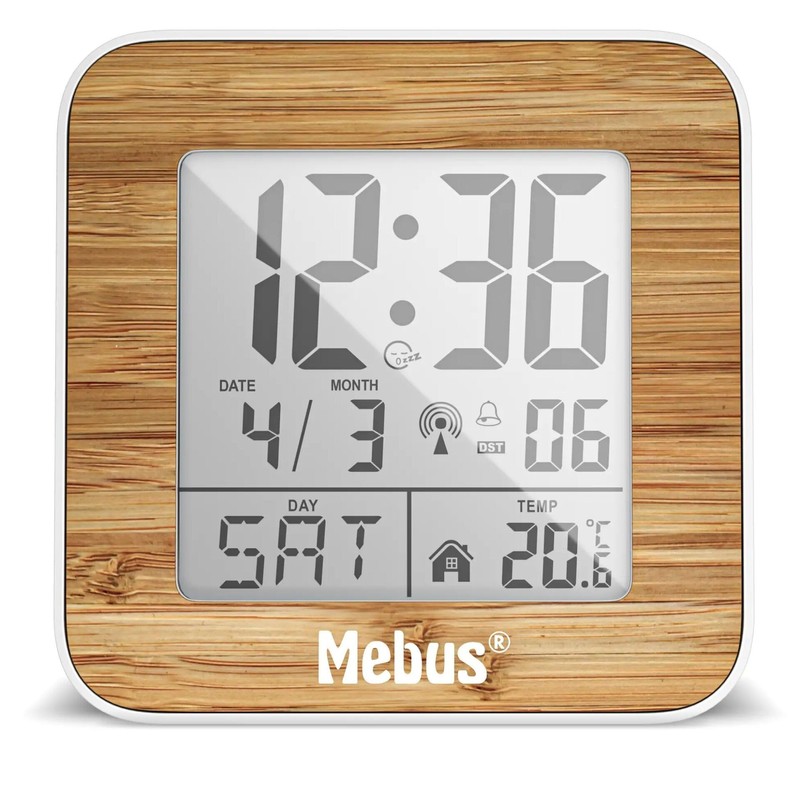 Mebus 27247 Weiß/Holzoptik Funkwecker digital