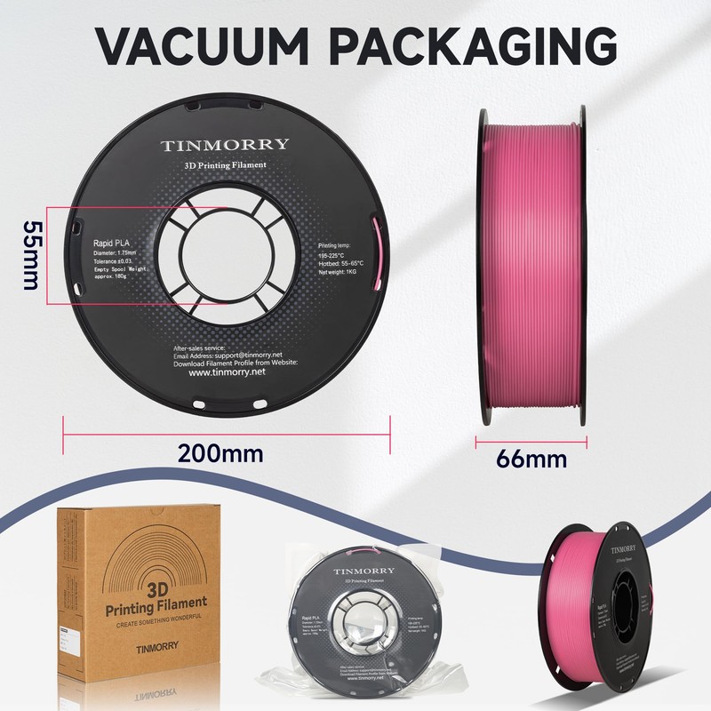 TINMORRY PLA Filament 1.75mm, Rapid PLA 3D Printer Filament, Neatly