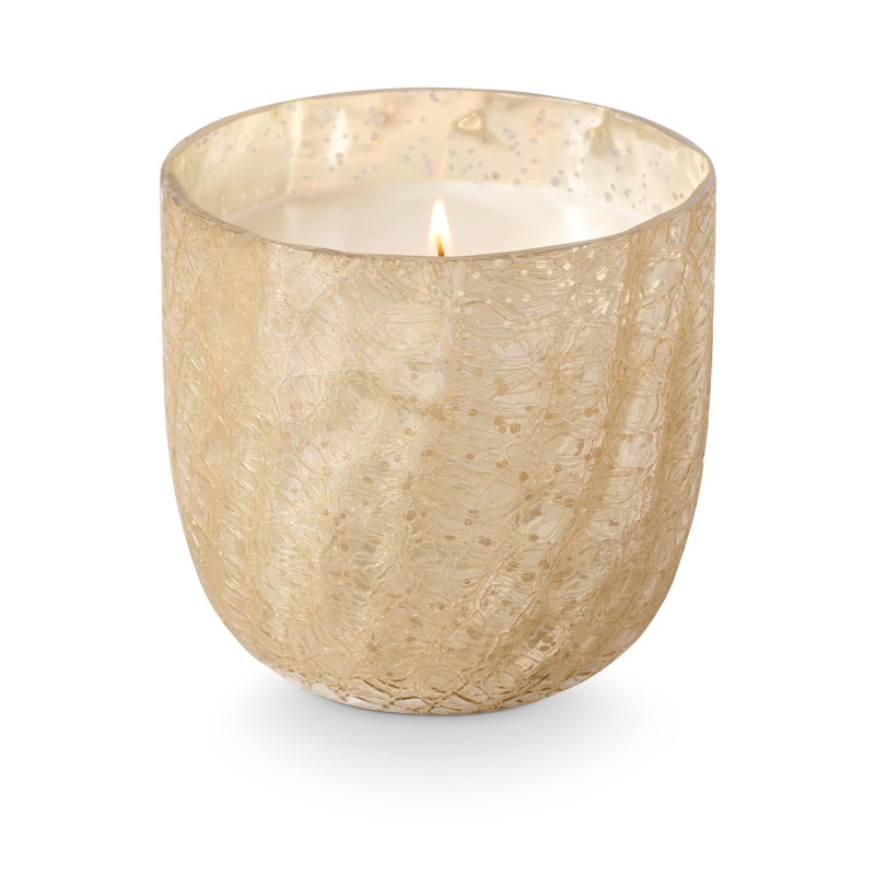 ILLUME Large Boxed Crackle Glass Candle, Winter White