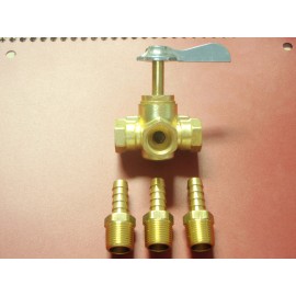 Seachoice FUEL VALVE SHUT OFF FUEL TANK 3/8" THREAD 20761 3 WAY VALVE 1/2 HOSE 32016