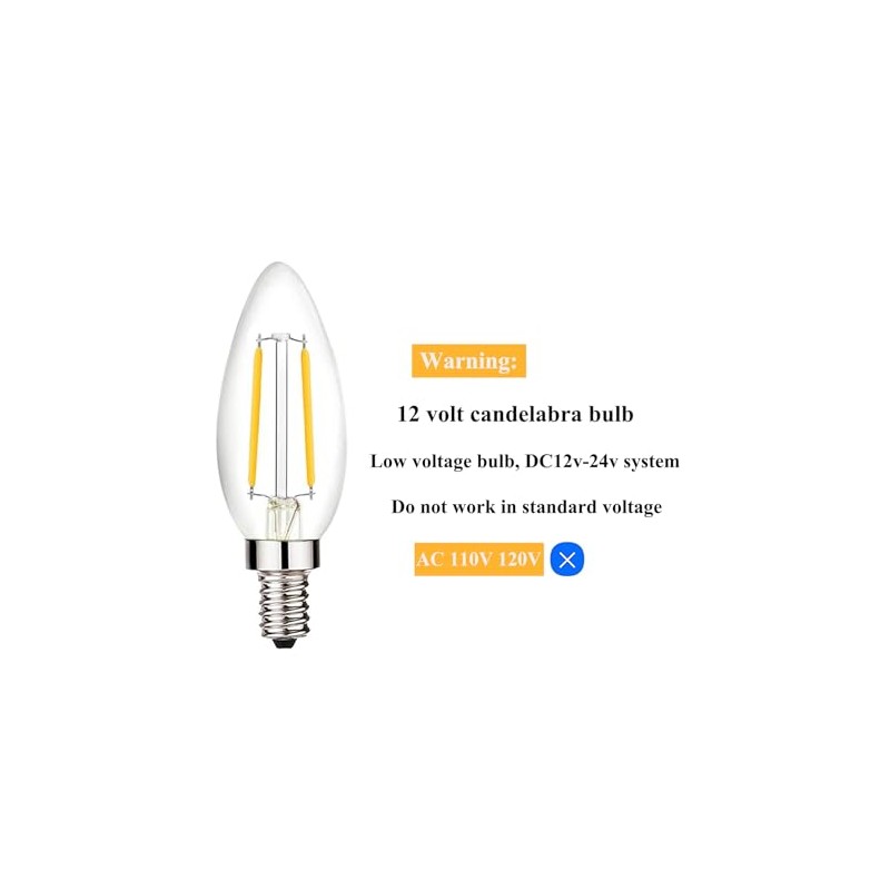 Beonllay 12 Volt LED Candelabra Bulbs E12 Base Light Bulb