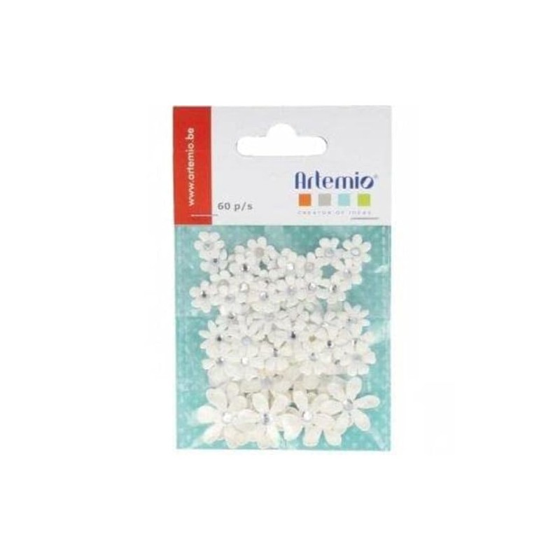 Artemio Set of 60 Mini Paper Flowers, White, 1 x