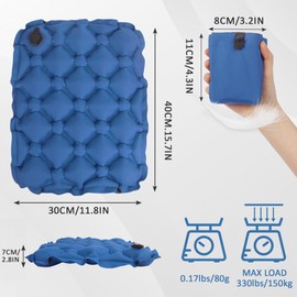 Inflatable Air Seat Cushion, Portable Travel Pressure Relief Pad for Camping, Office Chair, Long Flights, Foldable Lightweight Design (Blue)