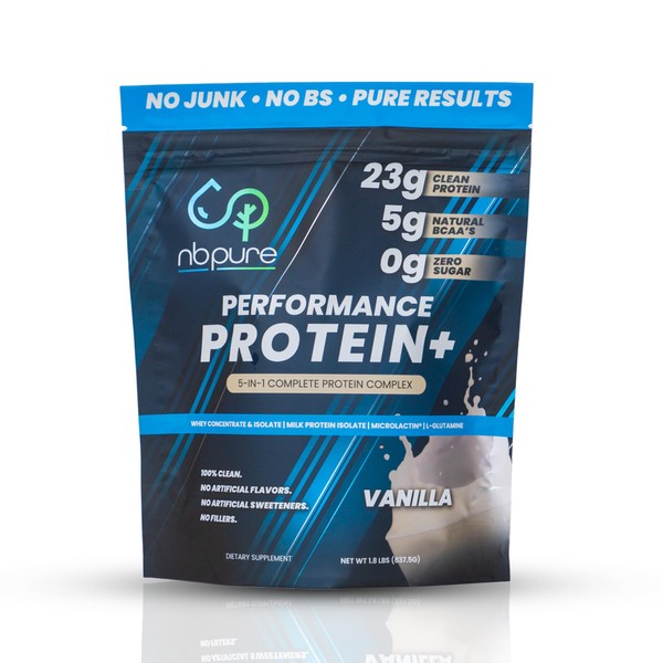nbpure Performance Protein+: Natural Protein Blend- 23g Whey Isolate &