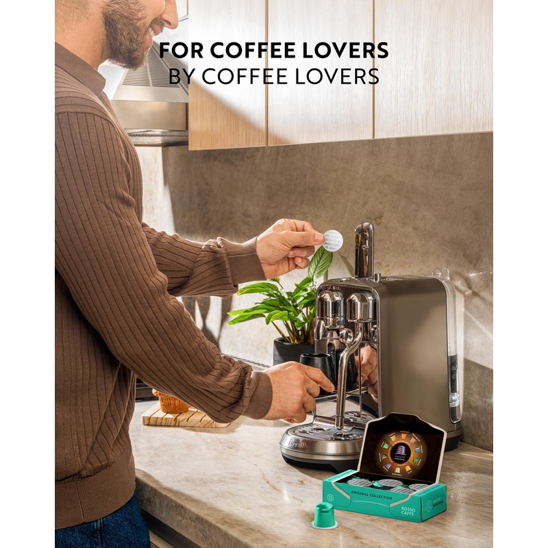 ROSSO CAFFÈ 60 Espresso Coffee Pods for Nespresso Original Machines