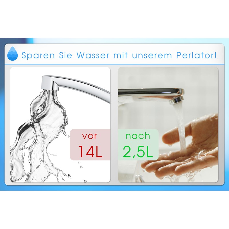 Manestein Aerator, 2 Pieces, Flow Restrictor 2.5L/min, Water Saving &