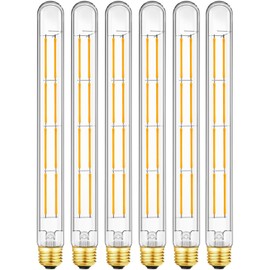 LVYE LED Tubular Light Bulbs,E26 Dimmable Long Led Bulbs,10W Equal 100 Watt, 2700K Warm White,11.8in Led Edison Tube Bulb,T10 Clear Glass Cover,6Pack.