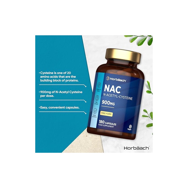 NAC N-Acetyl-Cysteine 900mg Supplement | 180 Vegan Capsules | Amino