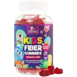 Nature's Nutrition Gomitas de fibra para niños, suplemento diario de 4 g de fibra en gomitas, apoyo prebiótico para la salud digestiva - Fibra soluble vegetal natural, favorece la regularidad intesti