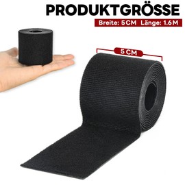 Fabric Repair Tape for Canvas, Awning Patches, Furniture, Down Jacket, Cracks or Holes in Fabric, Tent, Sail and Boat Trim, Heavy Duty, Waterproof and Washable, Black, 5cm*1.6m