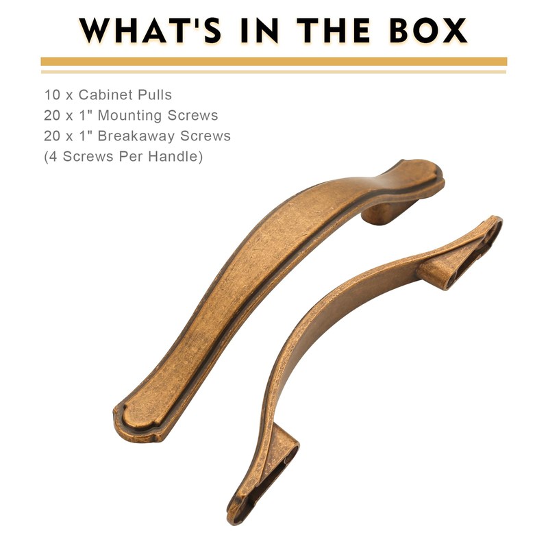 AOOTOCH 10 Pack Antique Brass Cabinet Pulls 3 Inch Kitchen