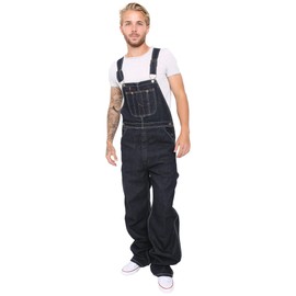 Skylinewears Men's Denim Bib Overall Heavy-Duty Workwear Jeans Dungarees with Adjustable Straps Dark Blue 32-30