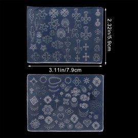 yueton 2 Pack Nail Art Silicone Molds Cross Faux Pearl Necklace Nail Decoration Mold Embossed Nail Stencils Handmade Carving Nail Sticker Mold