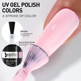 beautilux Baby Pink Gel Nail Polish, 1Pcs Light Pink Gel Polish Color High Gloss Soak Off UV Nail Art Gel Manicure Salon at Home for Women (10ML)