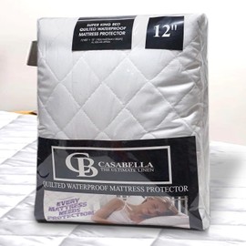 Casabella Quilted Waterproof Mattress Protector King- Hotel Quality Extra Deep Quilted King Waterproof Mattress Protector, Absorbent, Breathable Fully Fitted-King Bed 150X200 CM