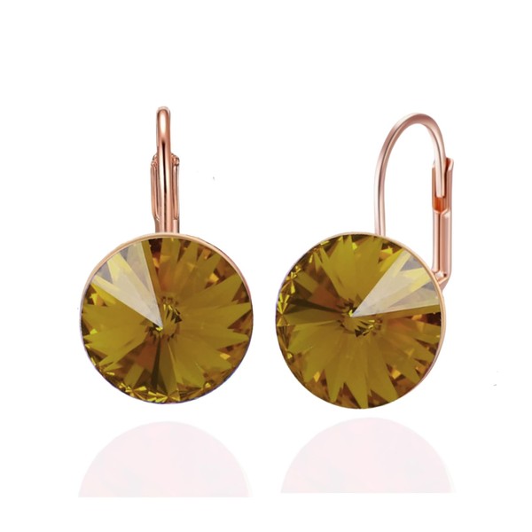 YONVUN Austrian Crystal Round Drop Dangle Leverback Earrings | Plated