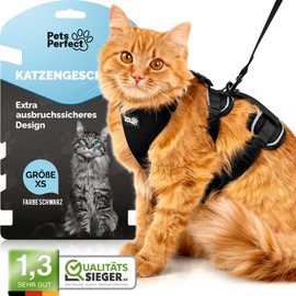 Pets Perfect Cat Harness - Extra Escape Proof Cat Harness with Lead - Cat Lead - Our Cat Harness Set Brings Safety to Your Walks (XS)