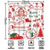 Christmas Shower Curtain, Red Green Santa Claus Reindeer Xmas Tree
